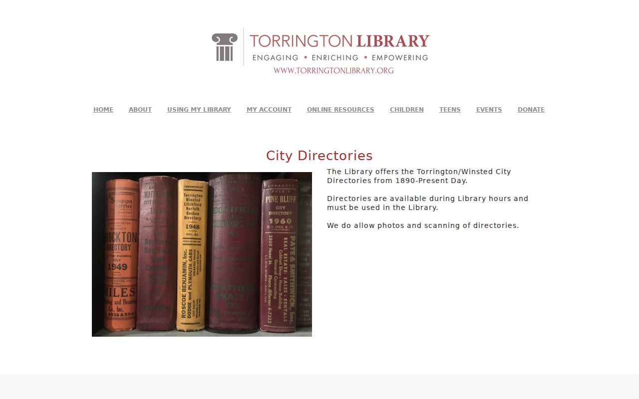 Torrington city directory library collection for residents directory research