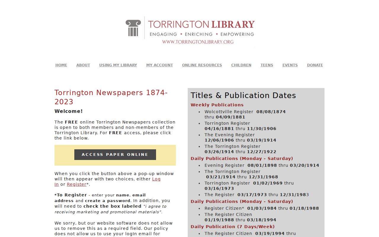 Torrington previous residents newspaper research in the city directory