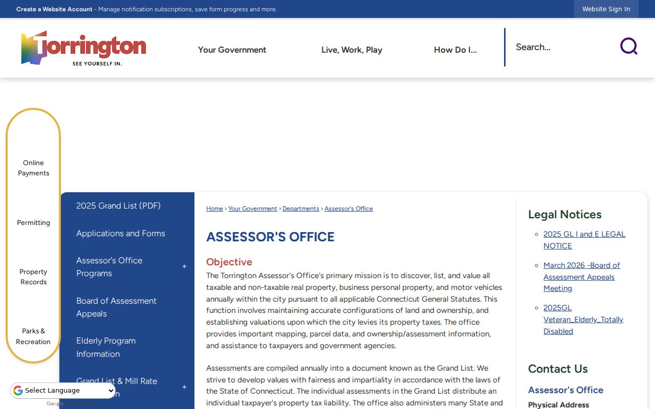 Torrington street directory assessor office and parcel search