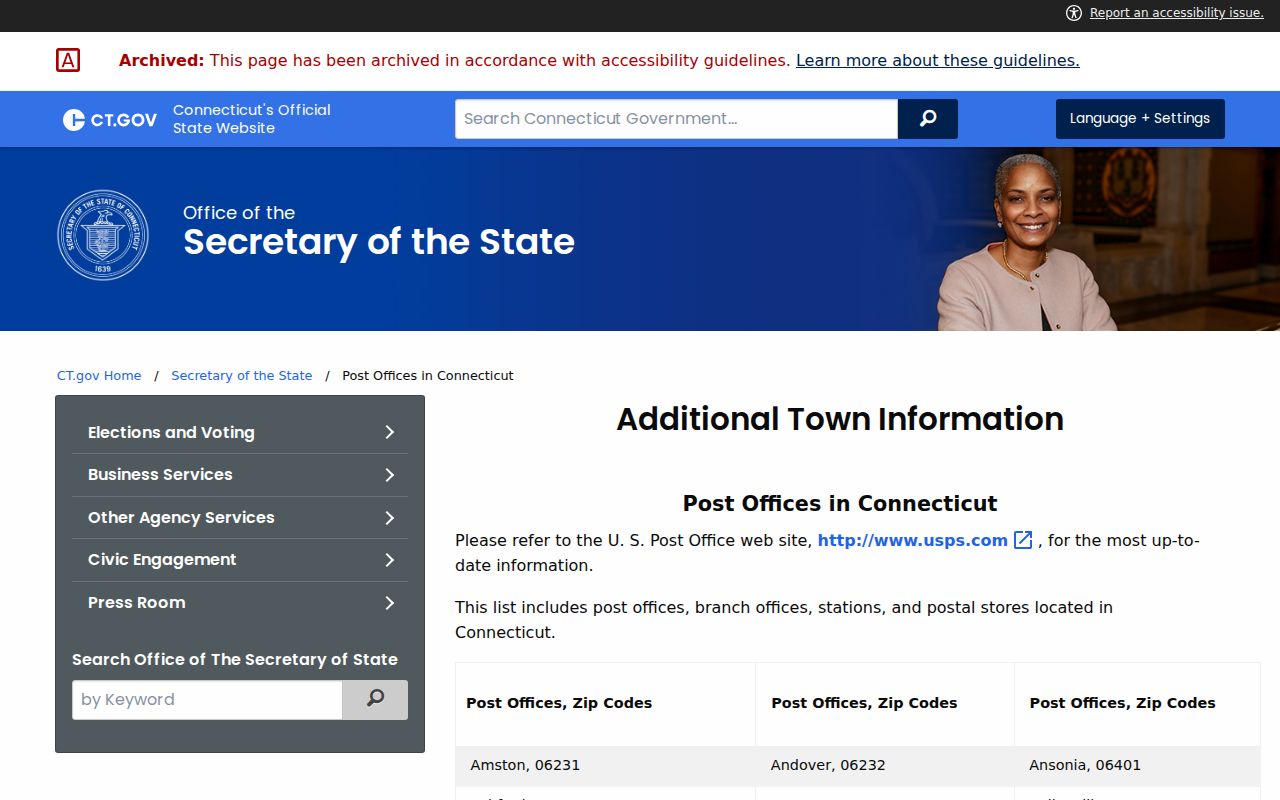 Torrington ZIP code directory Connecticut post office list